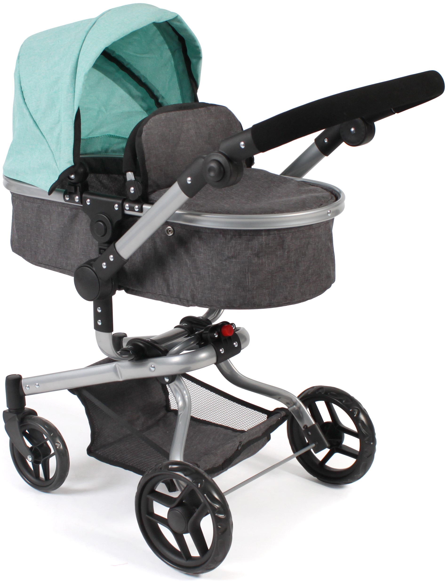 Kombi-Puppenwagen CHIC2000 "Yolo, Anthrazit-Mint", grau (anthrazit, mint), Puppenwagen, KinderB:42cm H:81cm T:42cm, Kunststoff, Metall, Stoff, mit schwenkbaren Vorderrädern, B:42cm H:81cm T:42cm