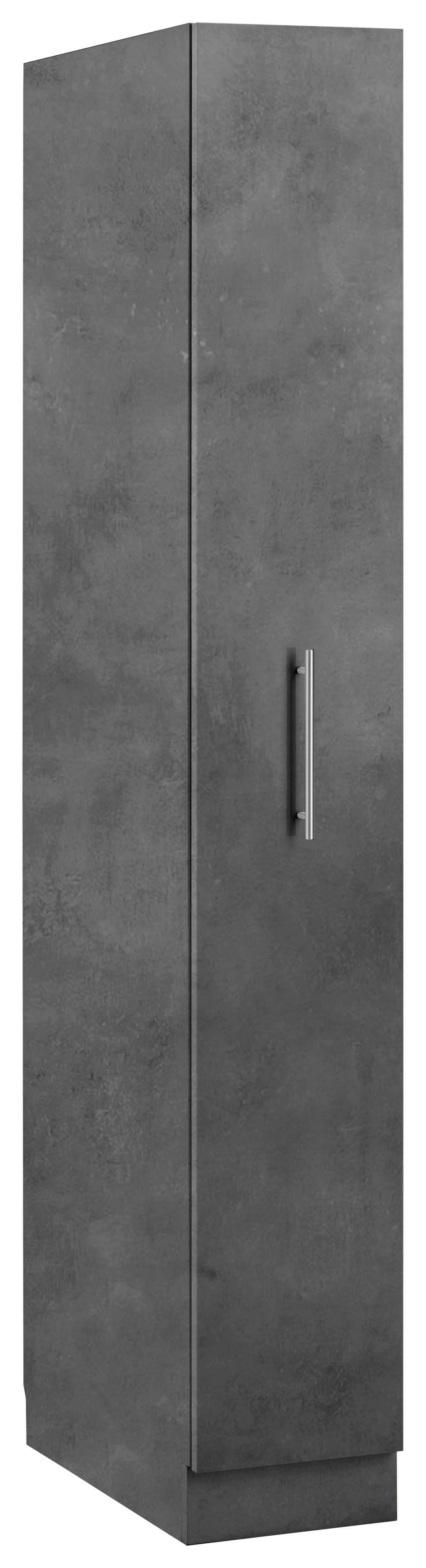 Apothekerschrank WIHO KÜCHEN "Cali", grau (front und korpus: betonfarben), B:30cm H:200cm T:57cm, Schränke, Apothekerschrank, Auszug mit 4 Ablagefächern