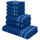 Handtuch Set MY HOME "Niki" Handtücher (Packung) Gr. (7 St.), blau (dunkelblau) Handtuch-Sets