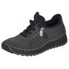 Sneaker RIEKER, Damen, Gr. 36, grau (grau, schwarz), Nubuklederimitat, Textil, sportlich, Schuhe Sneaker, Schnürschuh, Halbschuh, Slipper mit Kontrastnaht