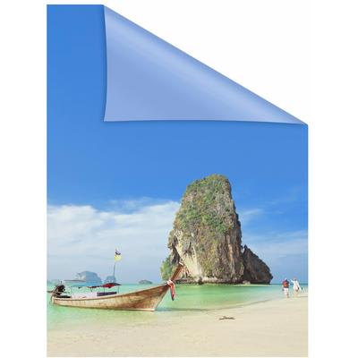 Fensterfolie LICHTBLICK ORIGINAL "Thailand" Fensterfolien Gr. B/L: 50 cm x 50 cm, bunt (blau, sand, grün) Fensterdekoration