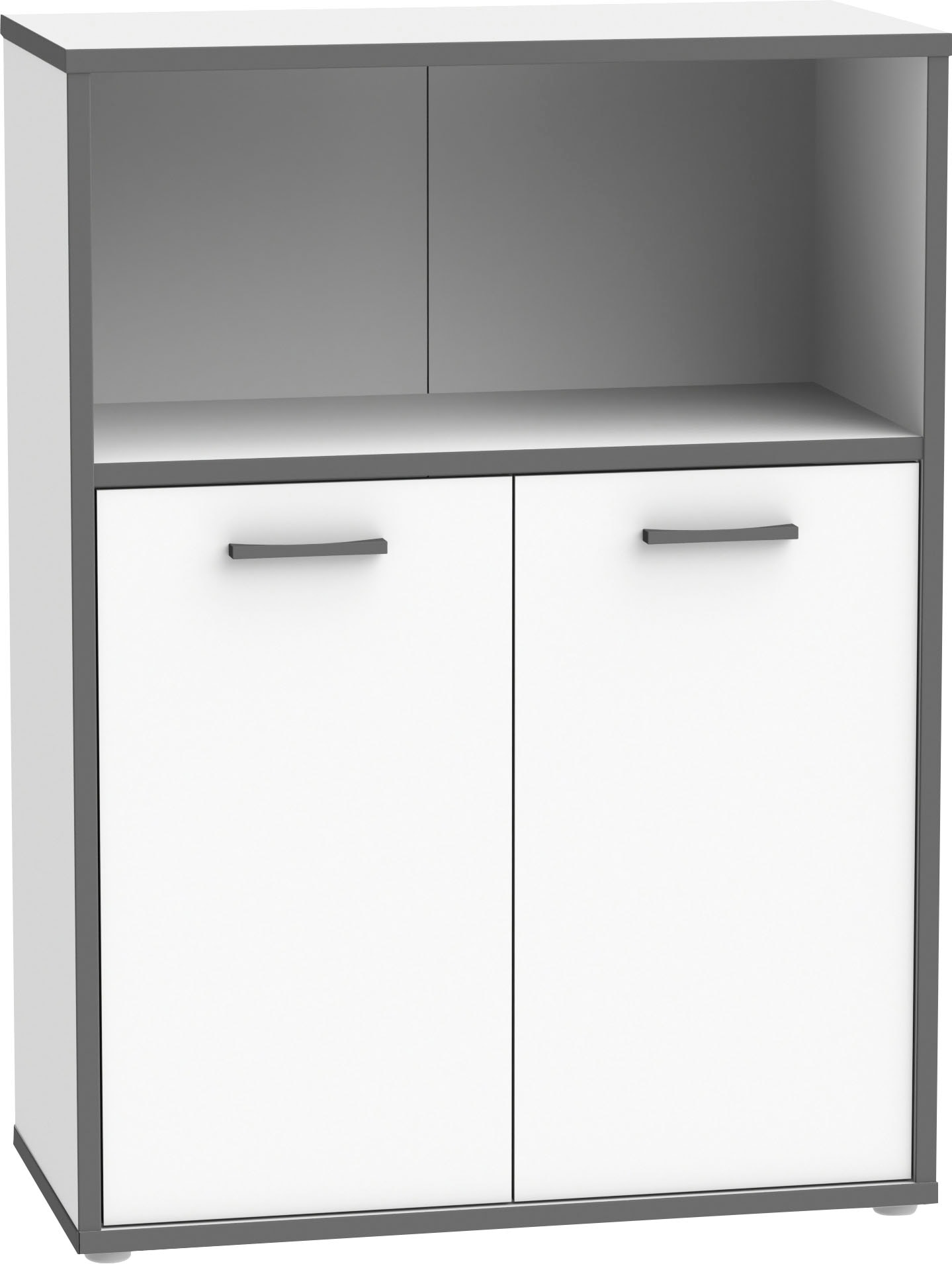 Kommode FORTE "Keflav", weiß (weiß, uni wolfram grau), B:84,5cm H:115,1cm T:41,5cm, Spanplatte, Sideboards, Breite 84,5 cm Image