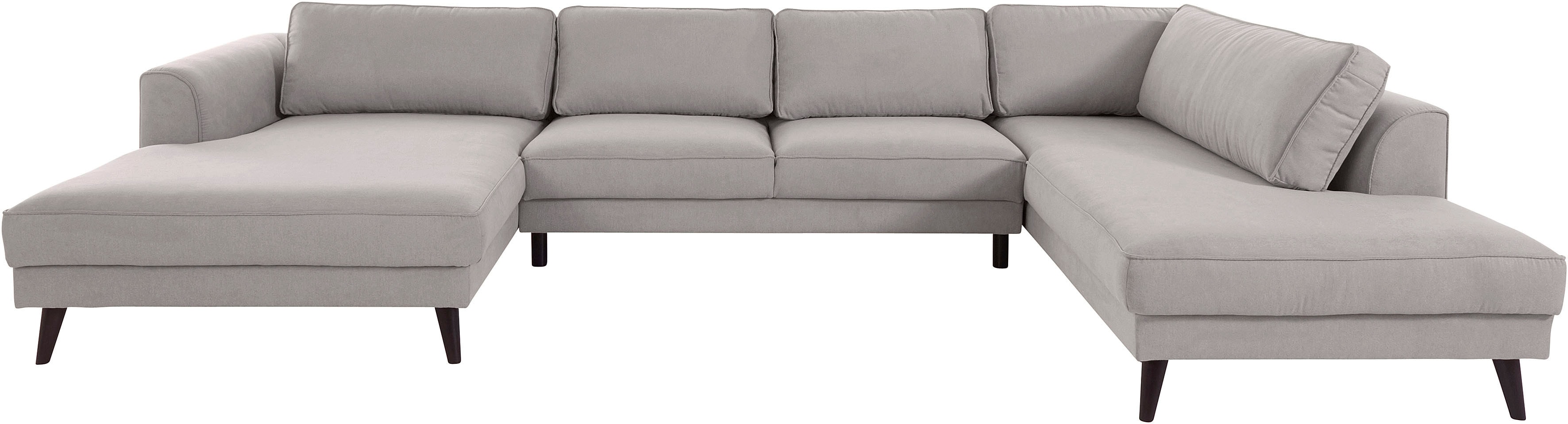Wohnlandschaft HOME AFFAIRE "Lumber Jack, viel Platz, bequem, Breite 354cm, hoher Fuß, U-Form", grau (taupe), B:354cm H:85cm T:201cm, Sofas, Wohnlandschaft, in moderner Optik