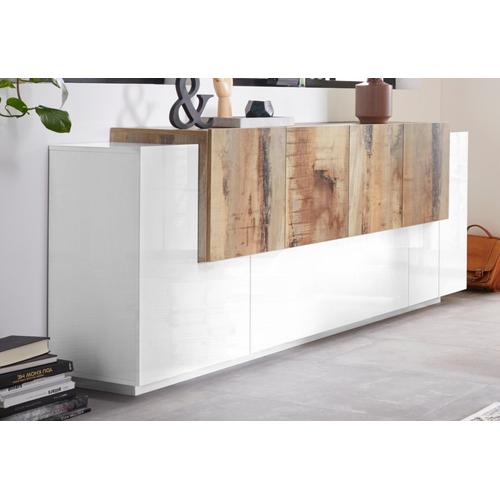 „Sideboard TECNOS „“Coro““ Sideboards Gr. B/H/T: 200 cm x 86 cm x 45 cm, weiß (weiß, ahorn) Sideboards Breite ca. 200 cm“