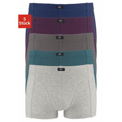 Boxer H.I.S "Boxershorts für Jungen", Kinder, Gr. 164, bunt (petrol, grau, meliert, blau, aubergine, grau), Jersey, Obermaterial: 95% Baumwolle, 5% Elasthan, unifarben, körpernah, Unterhosen, farblich sortiert oder nur schwarz Image