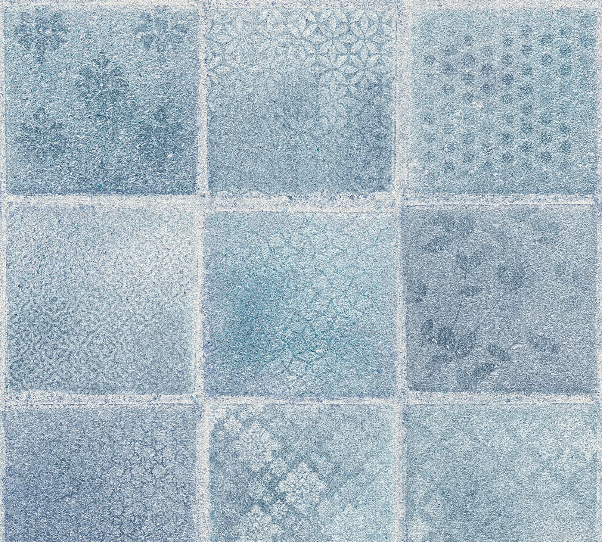 Vliestapete A.S. CRÉATION "Neue Bude 2.0 Tropical Concret in Fliesen Optik", bunt (bunt blau), B:0,53m L:10,05m, Vinyl, Vlies, Tapeten, Tapete Fliesen Tapeten Wohnzimmer Schlafzimmer Küche Flur Design Optik