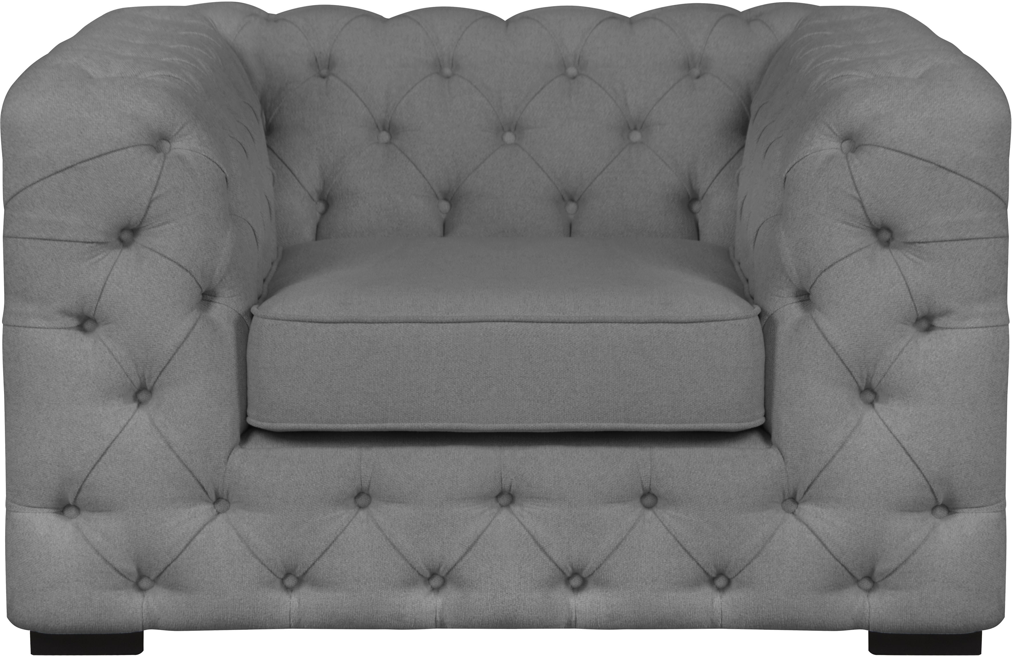 Chesterfield-Sessel HOME AFFAIRE "Kalina Sessel", grau (anthrazit), B:110cm H:67cm T:98cm, 100% Polyester, Sessel, mit klassischer Chesterfield-Knopfheftung, sehr hochwertige Qualität