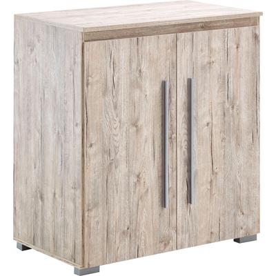 Hochkommode INOSIGN "Bali", beige (eiche, sand, nachbildung), B:85cm H:92cm T:50cm, Holzwerkstoff, Kunststoff, Sideboards, Türkommode, mit Melaim-Oberfläche Image