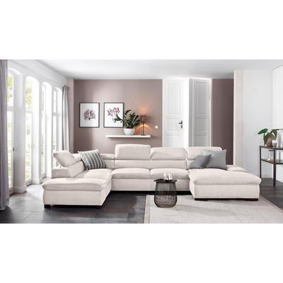 Wohnlandschaft HOME AFFAIRE "Alberto U-Form", beige (creme), B:350cm H:73cm T:228cm, 100% Polyester, Microfaser in Antiklederoptik (100% Polyester), Luxus-Microfaser Vintageoptik (100% Polyester), Luxus-Microfaser weich (90%Polyester 10%Polyamid),... Image