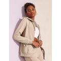 Kapuzensweatjacke BENCH. LOUNGEWEAR Gr. 40/42, beige (beige, melange) Damen Sweatjacken