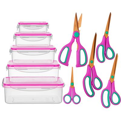 Scheren-Set KING "Easycut Box", lila (beere), Scheren, 5 Scheren, 5 Vorratsboxen inkl. Deckel
