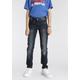 Stretch-Jeans ARIZONA "Regular fit Jeans", Jungen, Gr. 170, N-Gr, blau (dunkelblau, used), Denim/Jeans, Obermaterial: 75% Baumwolle, 24% Polyester, 1% Elasthan, Basic, Basic schmal normal, Jeans, schmaler Schnitt, 5-Pocket-Stil, normale Leibhöhe