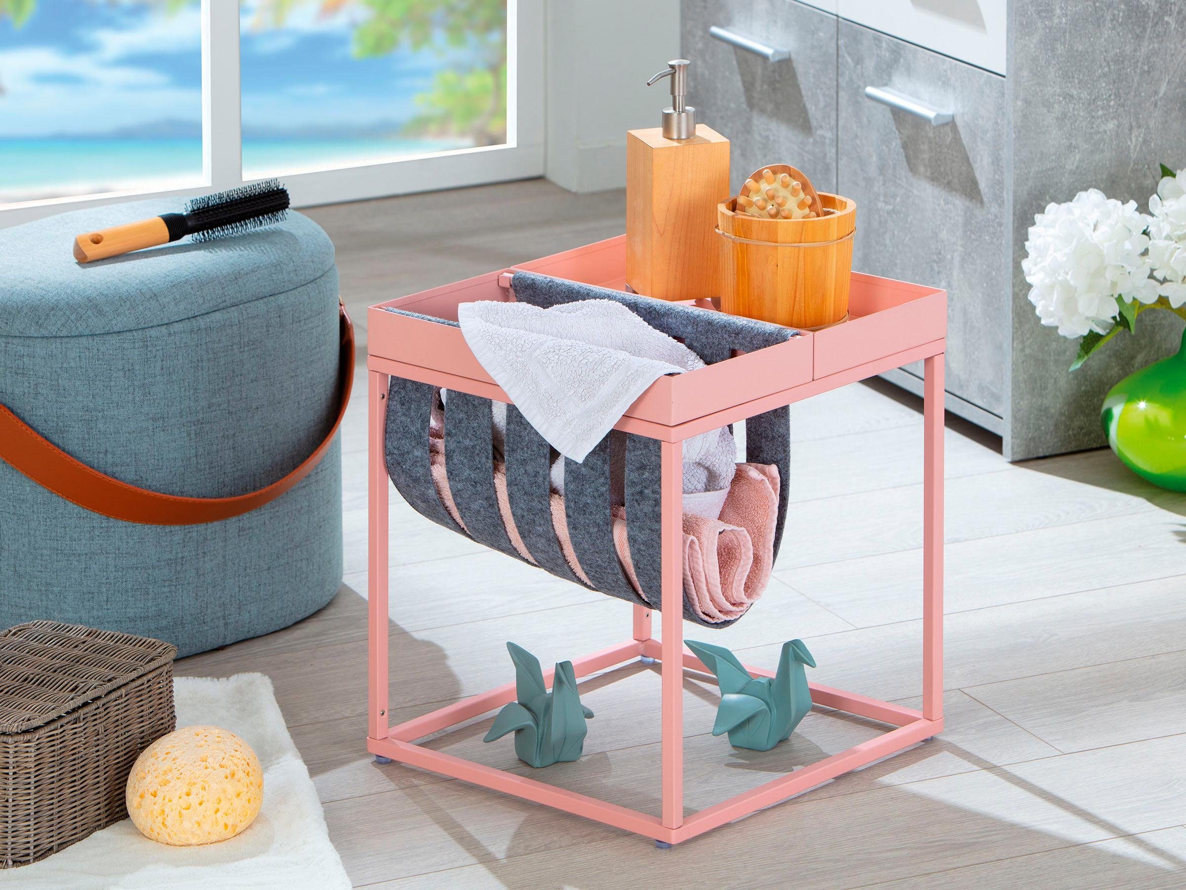Beistelltisch INOSIGN "Club NY", grau (mellow rose, grau), B:35cm H:40cm T:35cm, Tische, Beistelltisch Ablagetisch, mit praktischem Ablagefach aus Filz