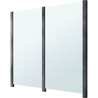 Zaun STAKET PRO, grau, Pfosten: 3 St., Aluminium, Glas, Zaunelemente, Glaszaun, Gesamtlänge: 2,29 m, 3 Pfosten