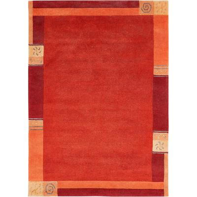 Wollteppich LUXOR LIVING "India" Gr. 2, rot, B:70cm H:20mm L:140cm, Wolle, Teppiche, Designer-Teppich Knüpfteppich Schurwollteppich Teppich, reine Wolle, handgeknüpft, mit Bordüre, auch als Läufer Image