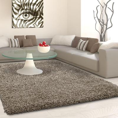 Hochflor-Teppich AYYILDIZ TEPPICHE "Life Shaggy 1500" Gr. 8, grau (taupe), B:300cm H:30mm L:400cm, Kunstfaser, Teppiche,