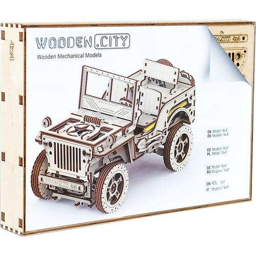Wooden City Modellbausatz Jeep 4x4, aus Holz; Made in Europe braun Kinder Autos, Eisenbahn Modellbau