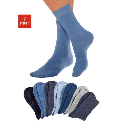 Basicsocken LAVANA Gr. 35-38, blau (jeans) Damen Socken mit druckfreiem Bündchen