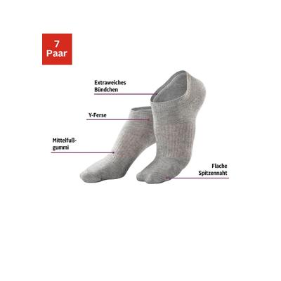 Sneakersocken LASCANA ACTIVE, Damen, Gr. 39-42, schwarz-weiß (3x schwarz, 2x weiß, 2x hellgrau, meliert), Obermaterial: 69% Baumwolle, 29% Polyamid, 2% Elasthan, uni und meliert, elastisch, Socken, mit Mittelfußgummi Image