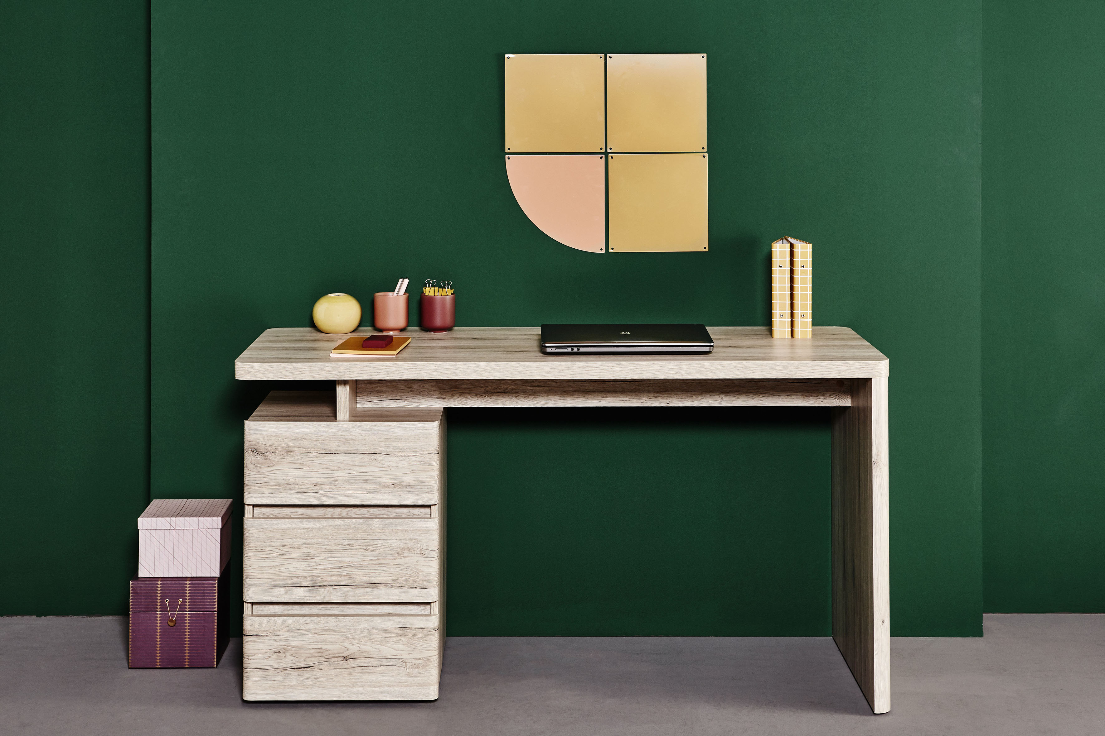 Schreibtisch JAHNKE "CU-LIBRE C 240", braun (sanremo eiche, sanremo eiche, sanremo eiche), B:140cm H:75,5cm T:55cm, Tische, Schreibtisch, wechselseitig montierbar