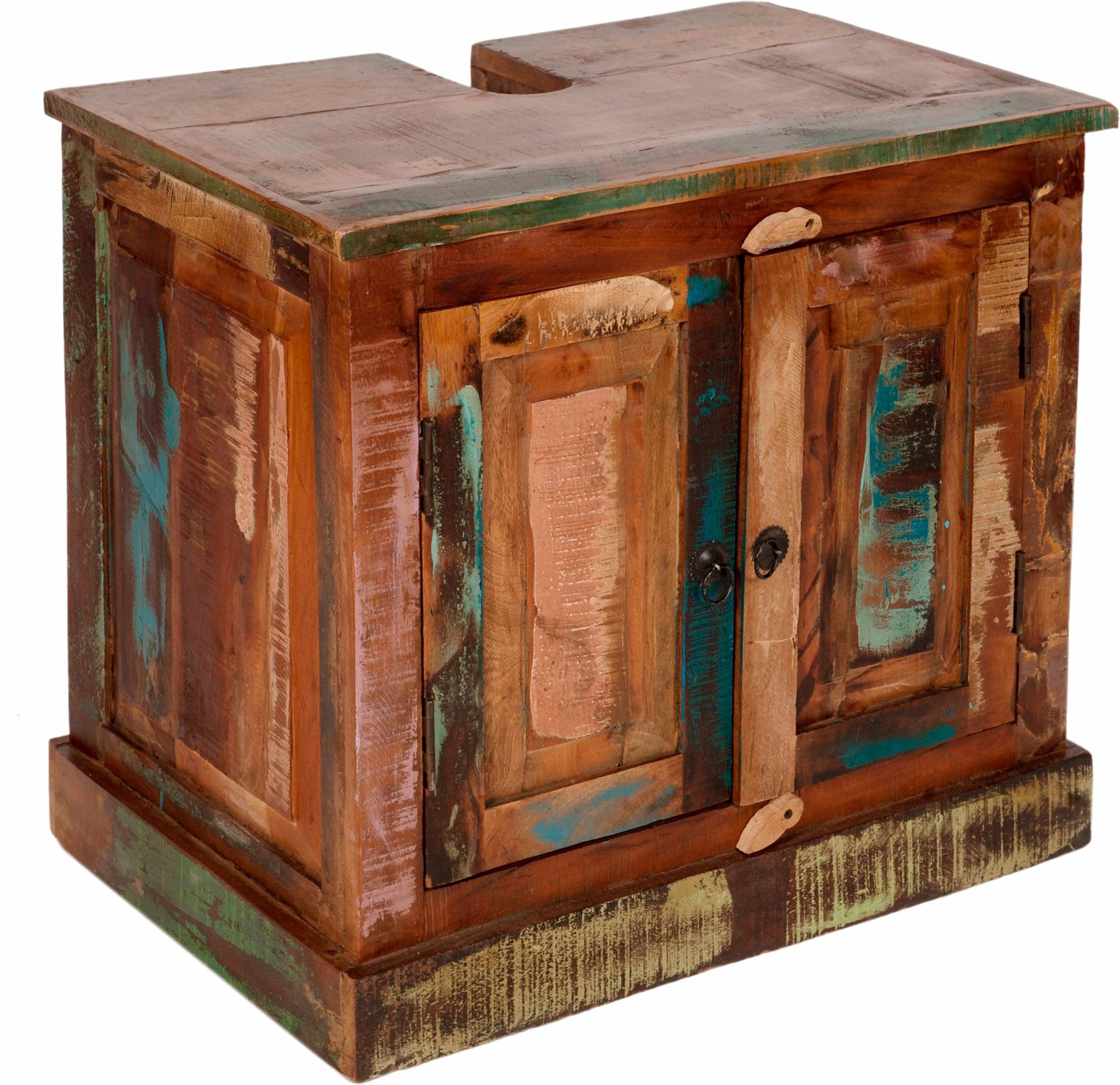 Waschbeckenunterschrank SIT "Riverboat", bunt, B:66cm H:60cm T:43cm, Massivholz, Recyceltes Altholz, Schränke, aus recyceltem Altholz, Shabby Chic, Vintage