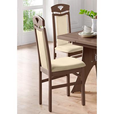 Esszimmerstuhl HOME AFFAIRE "Berta Küchenstuhl", beige (creme, wengefarben), B:46cm H:103cm T:50,5cm, Holzwerkstoff, Stühle, Bezug in Microfaser, Gestell aus Buche Massivholz Image