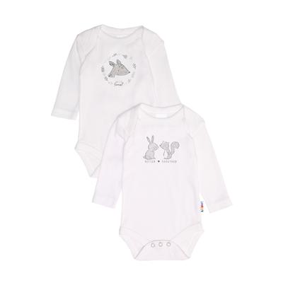 Wickelbody LILIPUT "Wild Forest / better together", Baby, Gr. 86/92, EURO-Größen, grau (weiß, grau), 100% Baumwolle, bedruckt, casual, kurz, Rundhals, Langarm, Bodies, mit Druckknopfleiste im Schritt Image
