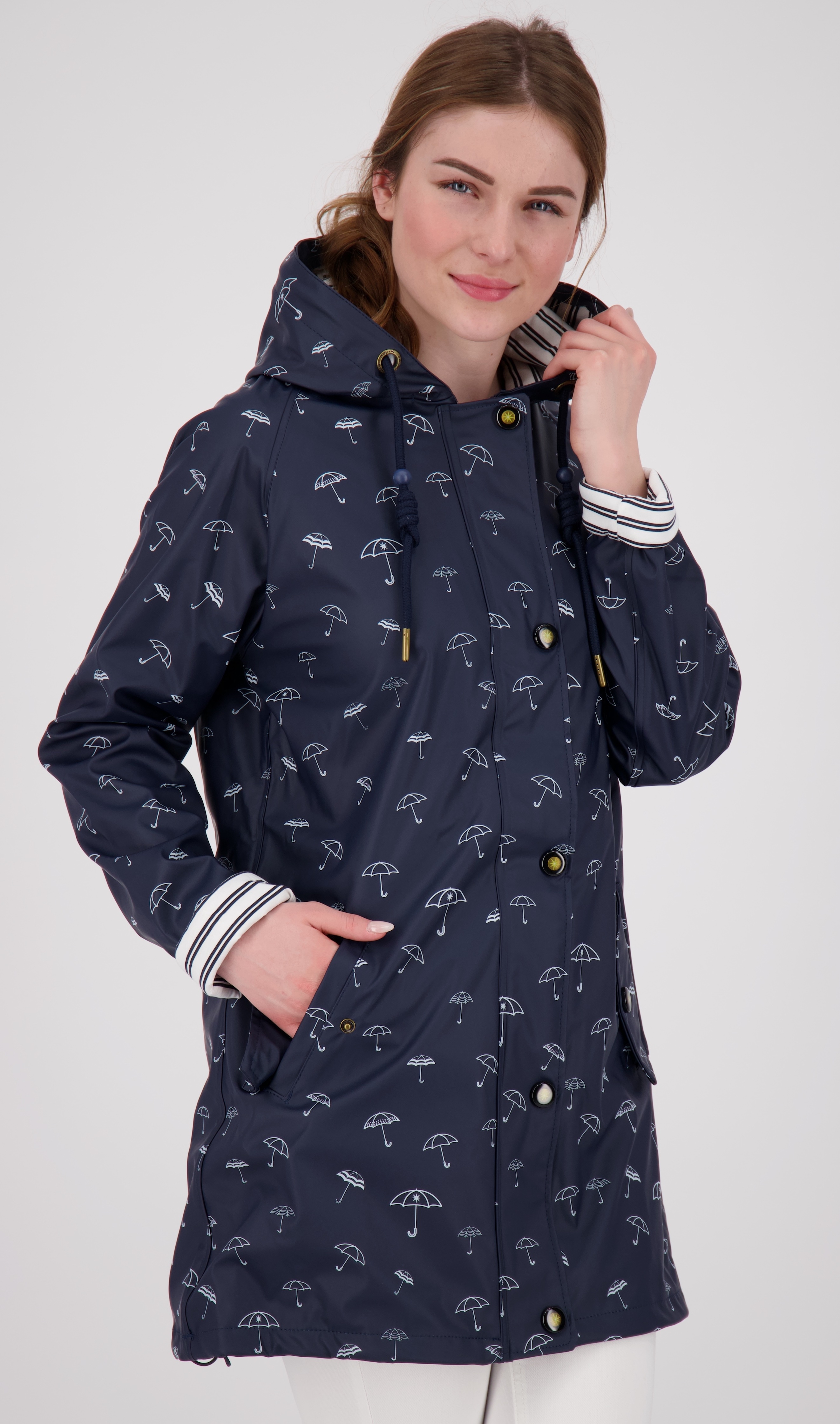 Regenjacke ANKERGLUT "Friesennerz WIZZARD PEAK WOMEN UMBR", Damen, Gr. 40/42 (M), blau (navy), Obermaterial: 100% Polyurethan; Futter: 100% Polyester, figurumspielend, gerader Abschluss mit Druckknopf, Jacken Regenjacke, auch in Großen Größen...
