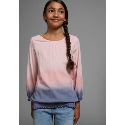 3/4-Arm-Shirt KANGAROOS, Mädchen, Gr. 152/158, rot (rosa, marine), Jersey, Obermaterial: 100% Baumwolle, Batikmuster, mehrfarbig, modisch, bequem hüftlang, Rundhals, 3/4-Ärmel mit Gummizug, Shirts, 3/4-Arm, hüftlange Passform, Batikmuster,... Image
