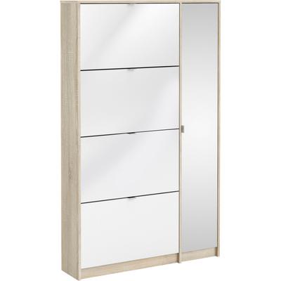 Schuhschrank INOSIGN "Shoes Schuhaufbewahrung, Schuhkommode, Schuhregal", weiß (eichefarben, hochglanz weiß), B:98,8cm H:162cm T:24,05cm, FSC-zertifizierter Holzwerkstoff, Schränke, mit 3 Klappen, 2 Böden und 1 Tür, Breite 98,8 cm Höhe 162 cm Image