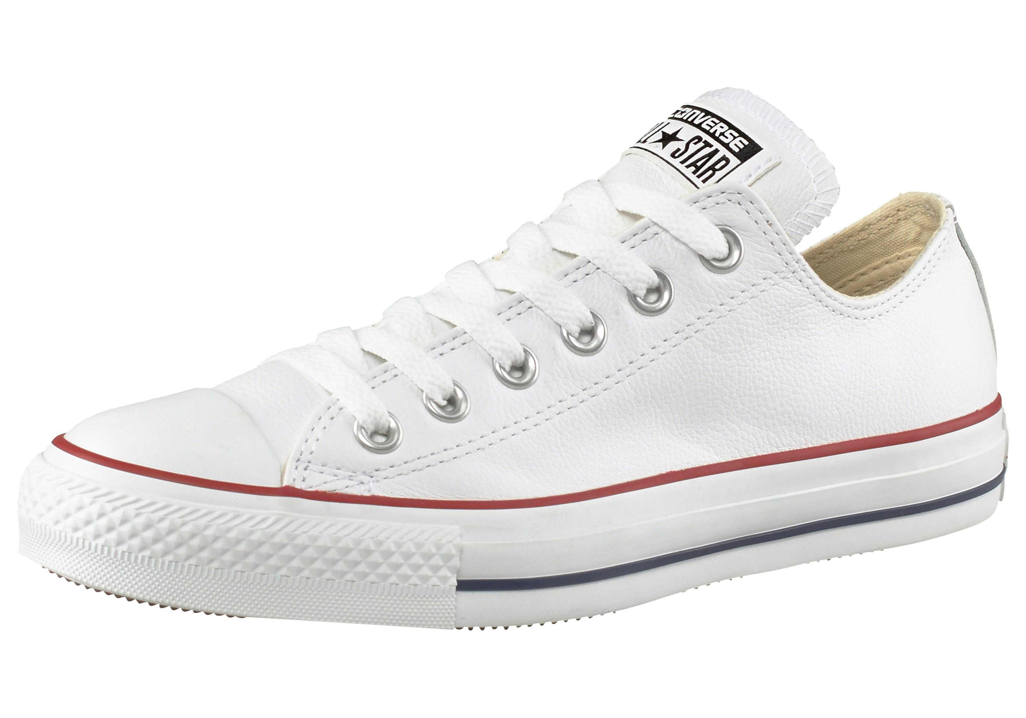 Sneaker CONVERSE "Chuck Taylor All Star Basic Leather Ox", Damen, Gr. 37, weiß, Leder, Schuhe Skaterschuh Canvassneaker Sneaker low