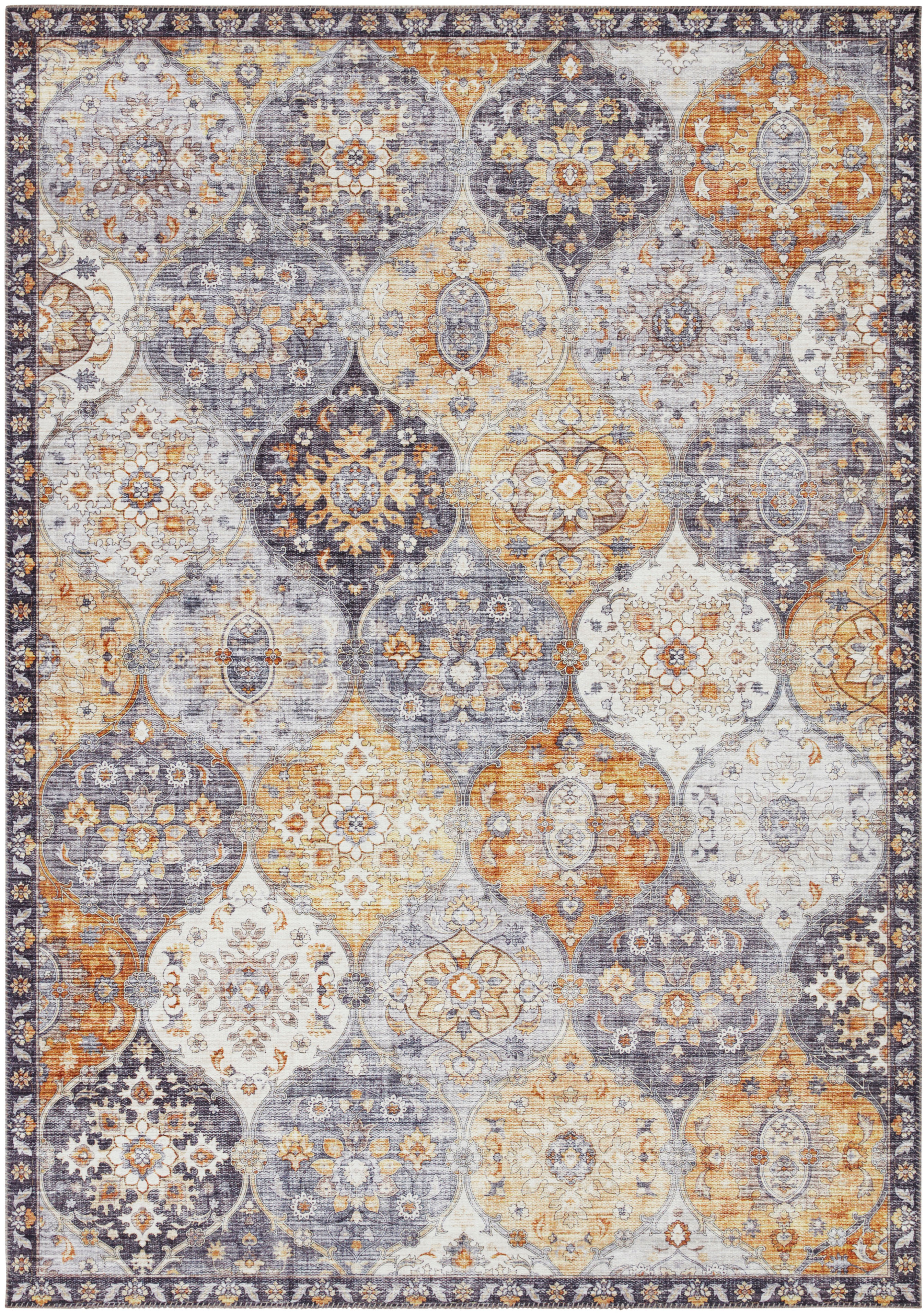 Teppich ELLE DECORATION "Kashmir Ghom" Gr. 32, gelb, B:80cm H:5mm L:150cm, Polyester, Teppiche, Orientalisch, Läufer, Kurzflor, Vintage, Wohnzimmer, Schlafzimmer Image
