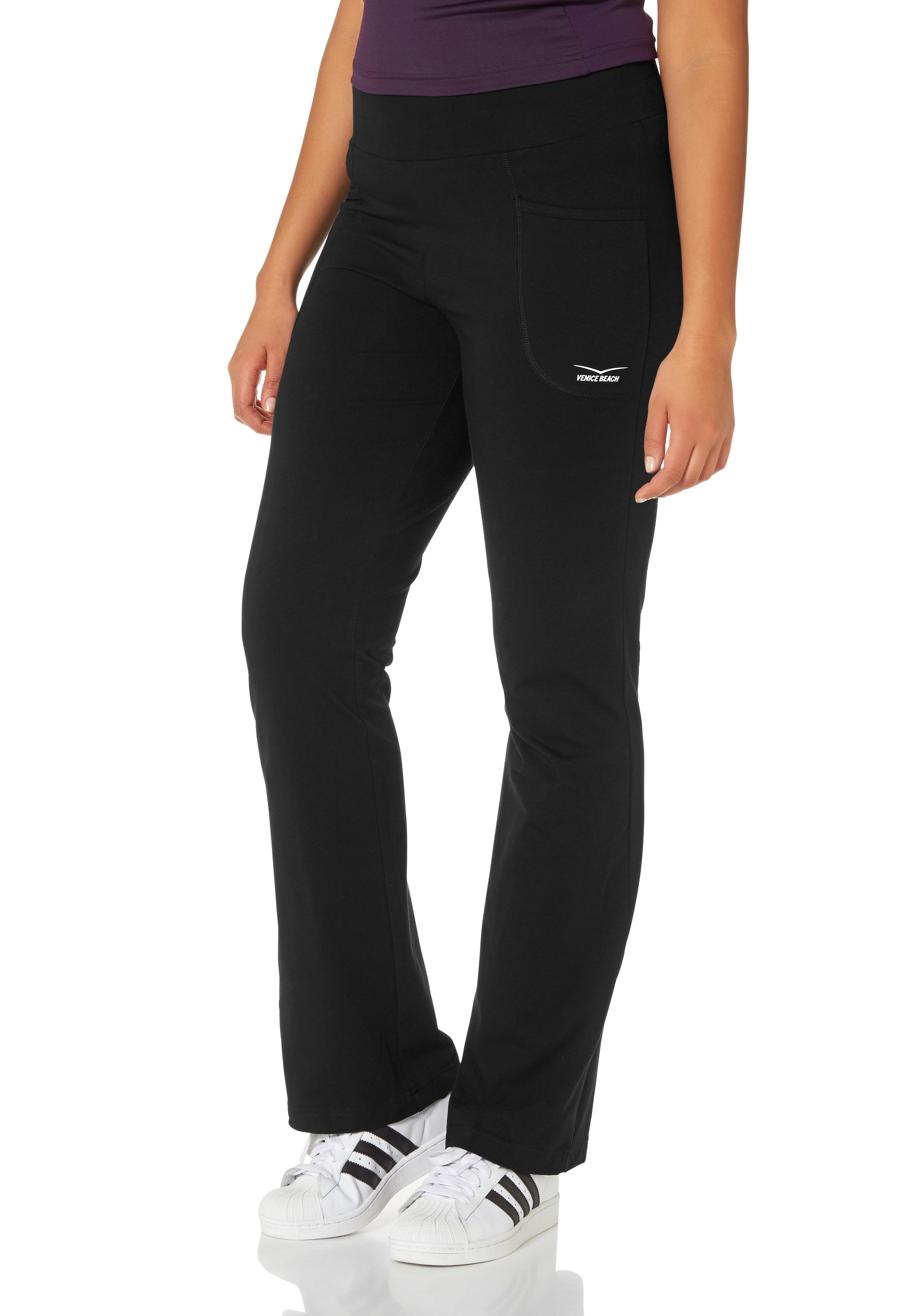 Leggings VENICE BEACH, Damen, Gr. 96, K + L Gr, schwarz, Obermaterial: 95% Baumwolle, 5% Elasthan, unifarben, bequem lang, Hosen Funktionshose Tanzhose Outdoorbekleidung Hose Trainingshose Trekkinghose, Große Größen