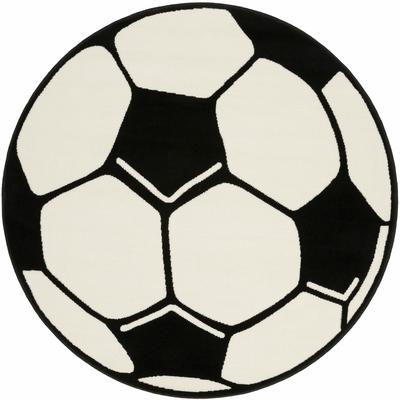 Kinderteppich HANSE HOME "Fußball" Gr. 40, weiß, H:10mm Ø:200cm, Kunstfaser, Teppiche, Kinder-Teppich, Rutschfest, Kurzflor, Fussball, Kinderzimmer, Spiel Image