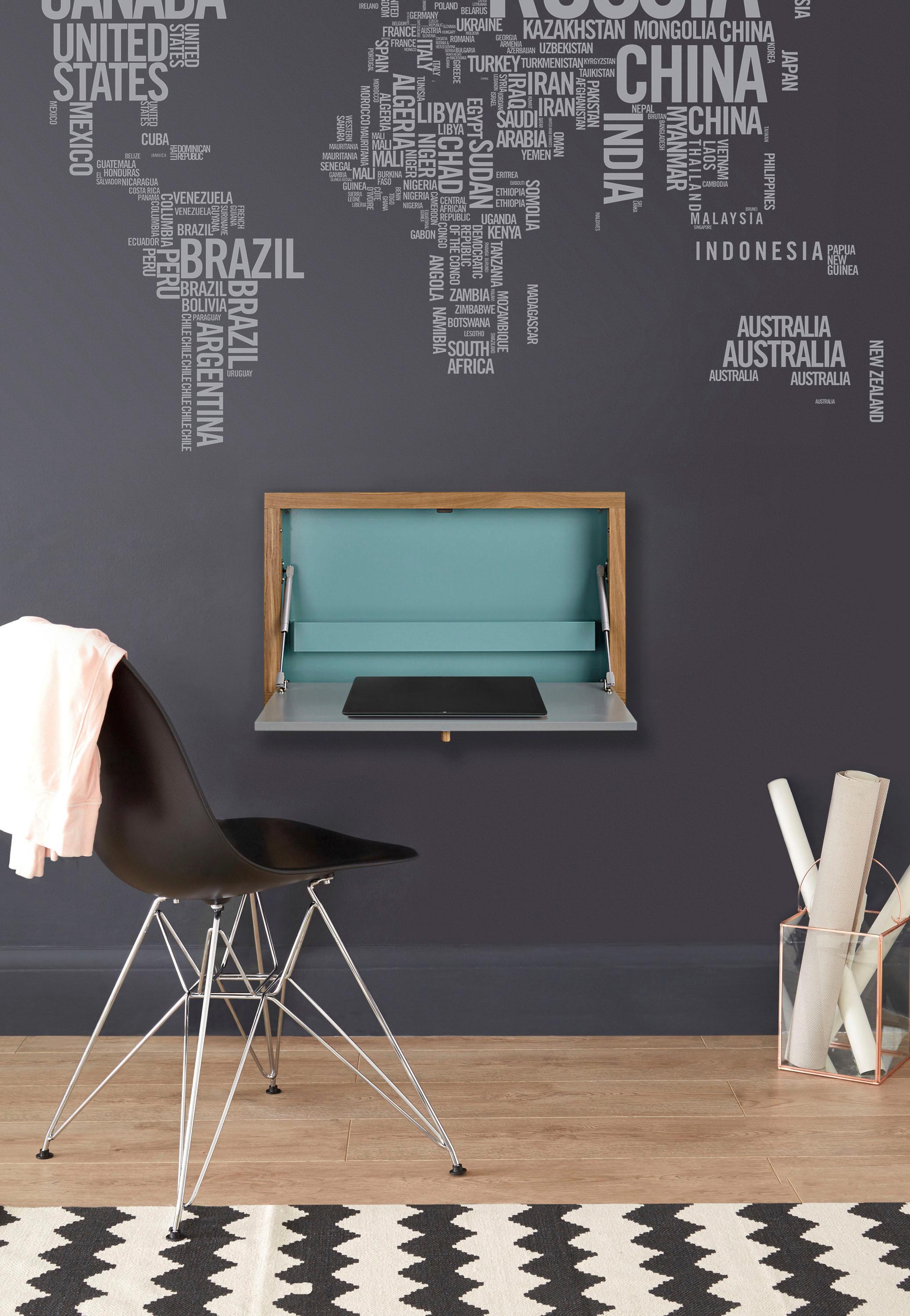 Klapptisch WOODMAN "Brenta", bunt (bunt, eichefarben), Tische, zum aufklappen, platzsparend, Rahmen aus massiver Eiche, FSC