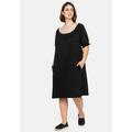 Jerseykleid SHEEGO "Große Größen" Gr. 42, Normalgrößen, schwarz Damen Kleider Freizeitkleider