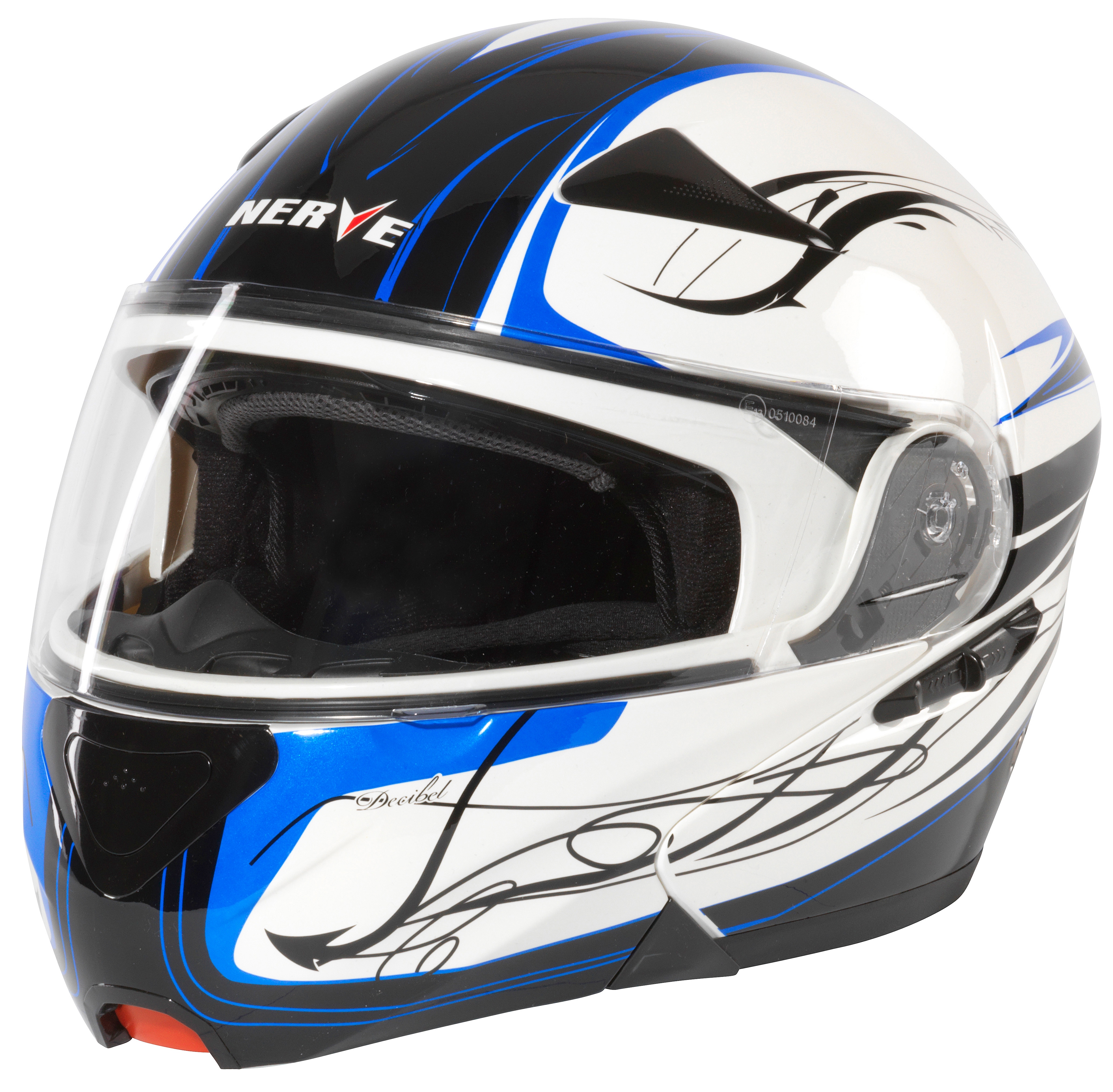 Motorradhelm NERVE "NH5008" Gr. S, schwarz (weiß, blau, schwarz), Helme, S Kopfumfang: 55cm - 56cm Image