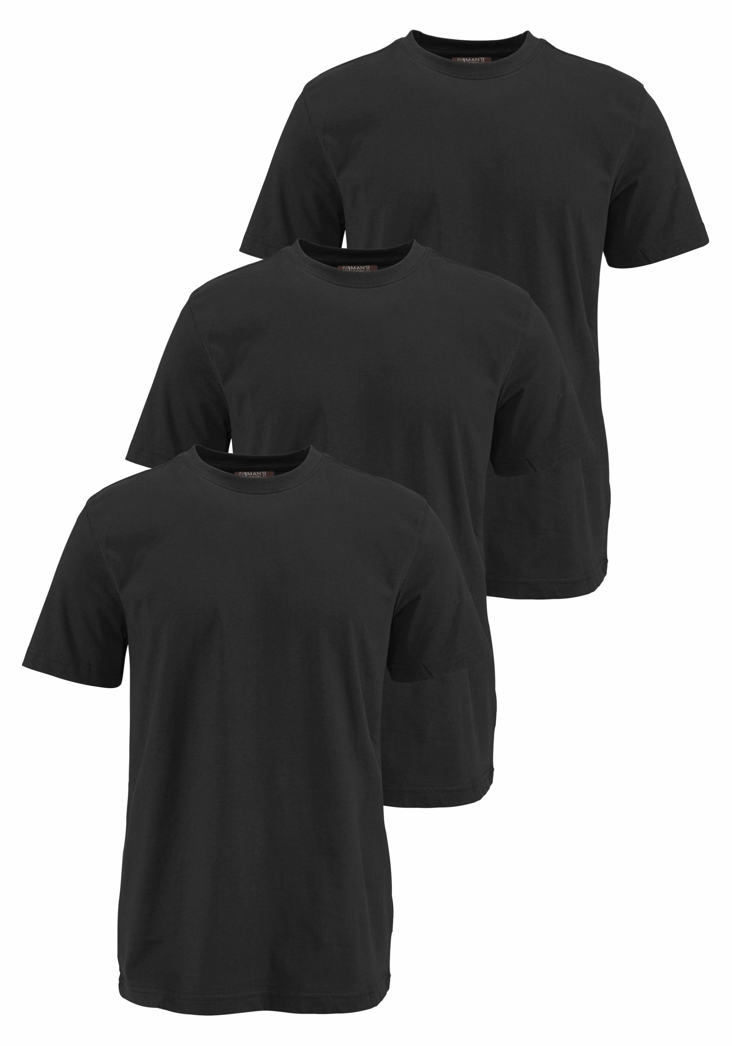 T-Shirt MAN'S WORLD "neue Farben", Herren, Gr. 68/70 (4XL), schwarz, Single Jersey, Obermaterial: 100% Baumwolle, unifarben, Basic, normal, Rundhals, normaler Saum, Shirts, Kurzarm, unifarben, Rundhals, aus Baumwolle, Topseller Image