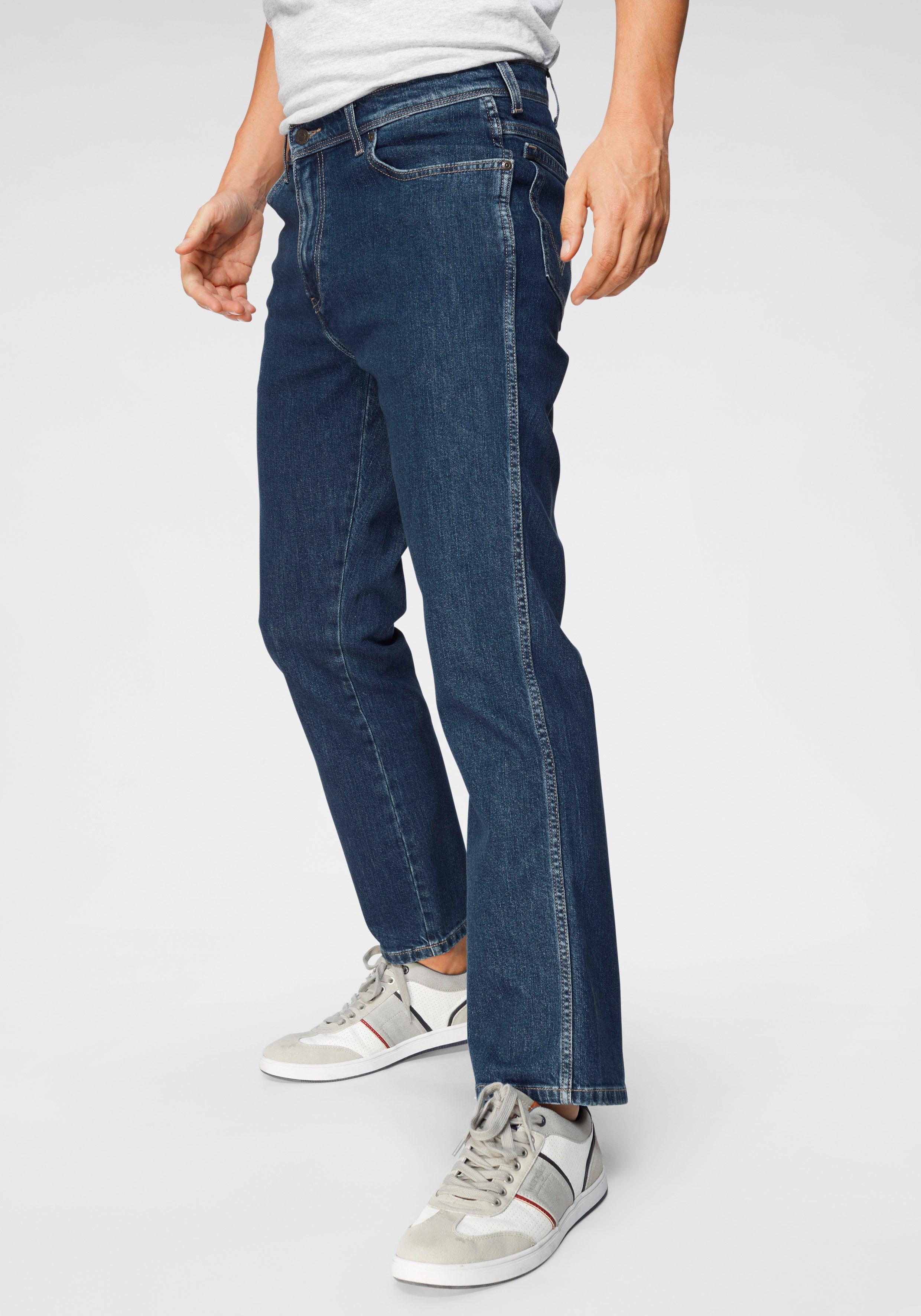 Stretch-Jeans WRANGLER "Durable", Herren, Gr. 34, Länge 34, grau (schwarzstone), Denim/Jeans, Obermaterial: 99% Baumwolle, 1% Elasthan, gerade lang, Jeans