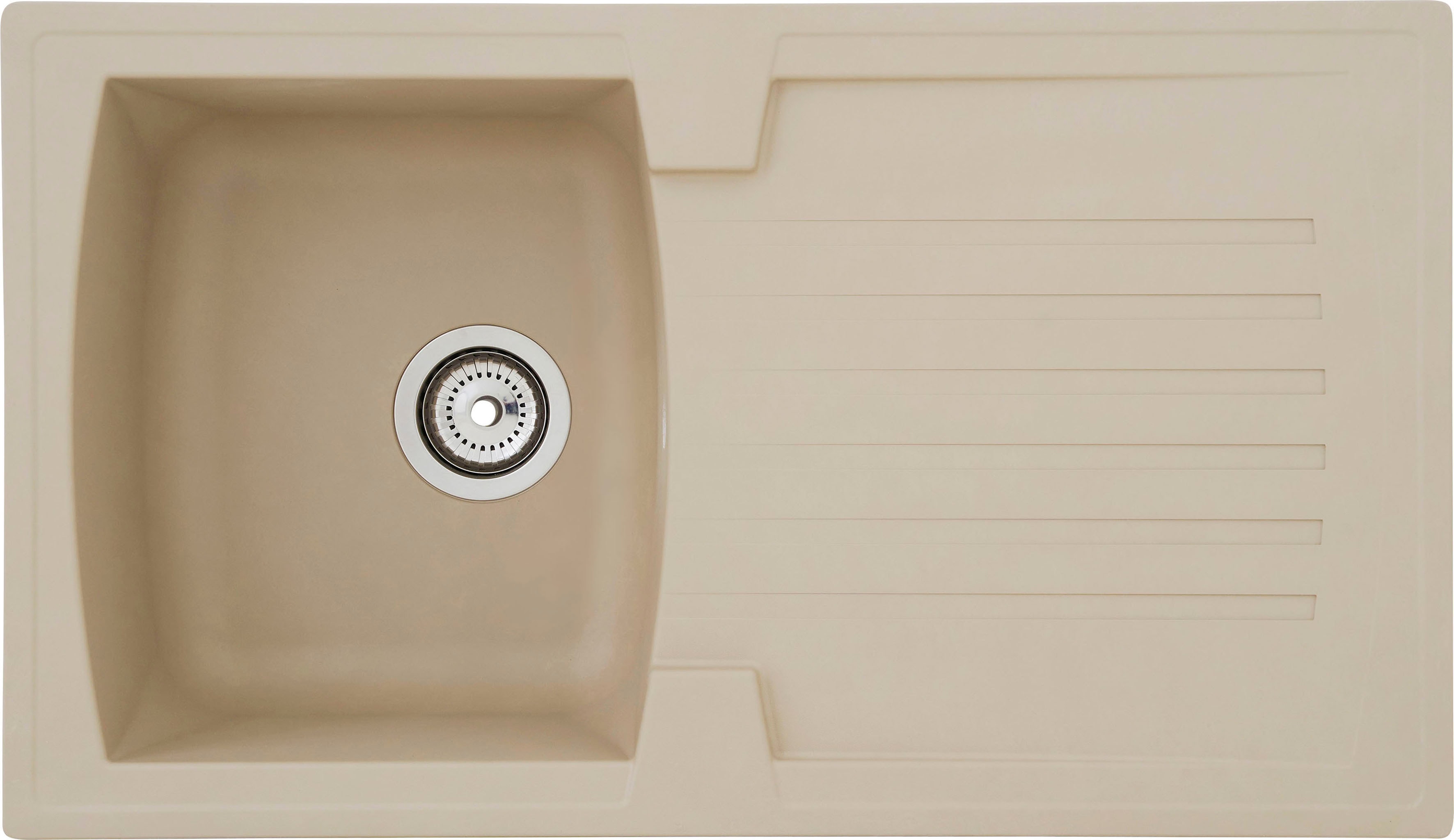 Einbauspüle RESPEKTA, beige (sandbeige), B:86cm H:20cm T:50cm, Verbundwerkstoff, Küchenspülen