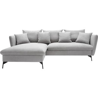 Ecksofa ANDAS "LIVORNO,258 cm, L-Form", grau (hellgrau), B:258cm H:91cm, 100% Polyester, PU-Schaum und Nosag-Federung., Federung Ottoman : 12 x Feder Type B 1650mm, Ferderung 2 Sitzer: 10 x Feder Type B 650 mm, Sitz und Funktion: Schaum T30/40 8... Image