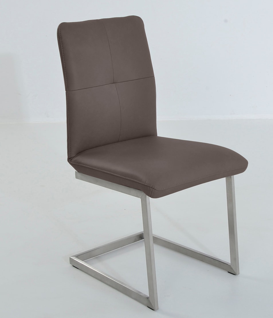 Freischwinger K+W KOMFORT & WOHNEN "6511", braun (sattel, edelstahloptik), B:46cm H:90cm T:62cm, Stühle, Freischwinger, Freischwinger mit Hochkantrohr und praktischem Metallgriff am Rücken
