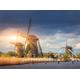 PAPERMOON Fototapete "Windmills Kinderdijk Sunset" Tapeten Gr. B/L: 2,5 m x 1,86 m, Bahnen: 5 St., bunt (mehrfarbig) Fototapeten