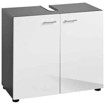 Waschbeckenunterschrank WELLTIME "Tias", weiß (grau matt, weiß hochglanz), B:72cm H:35cm T:63cm, Schränke, Waschtisch mit 2 Fächern und einem verstellbaren Boden Image