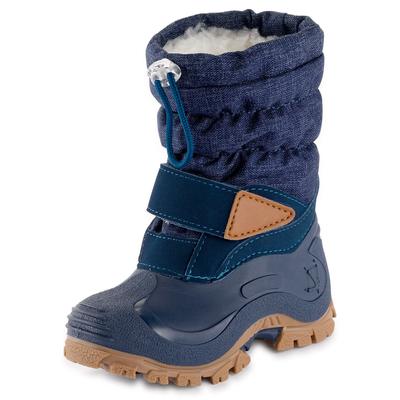 Snowboots LURCHI "Finn", Kinder, Gr. 28, blau (navy, gemustert), Synthetik, Textil, sportlich, Schuhe, Winterboots mit Schurwolle, Größenschablone zum Download