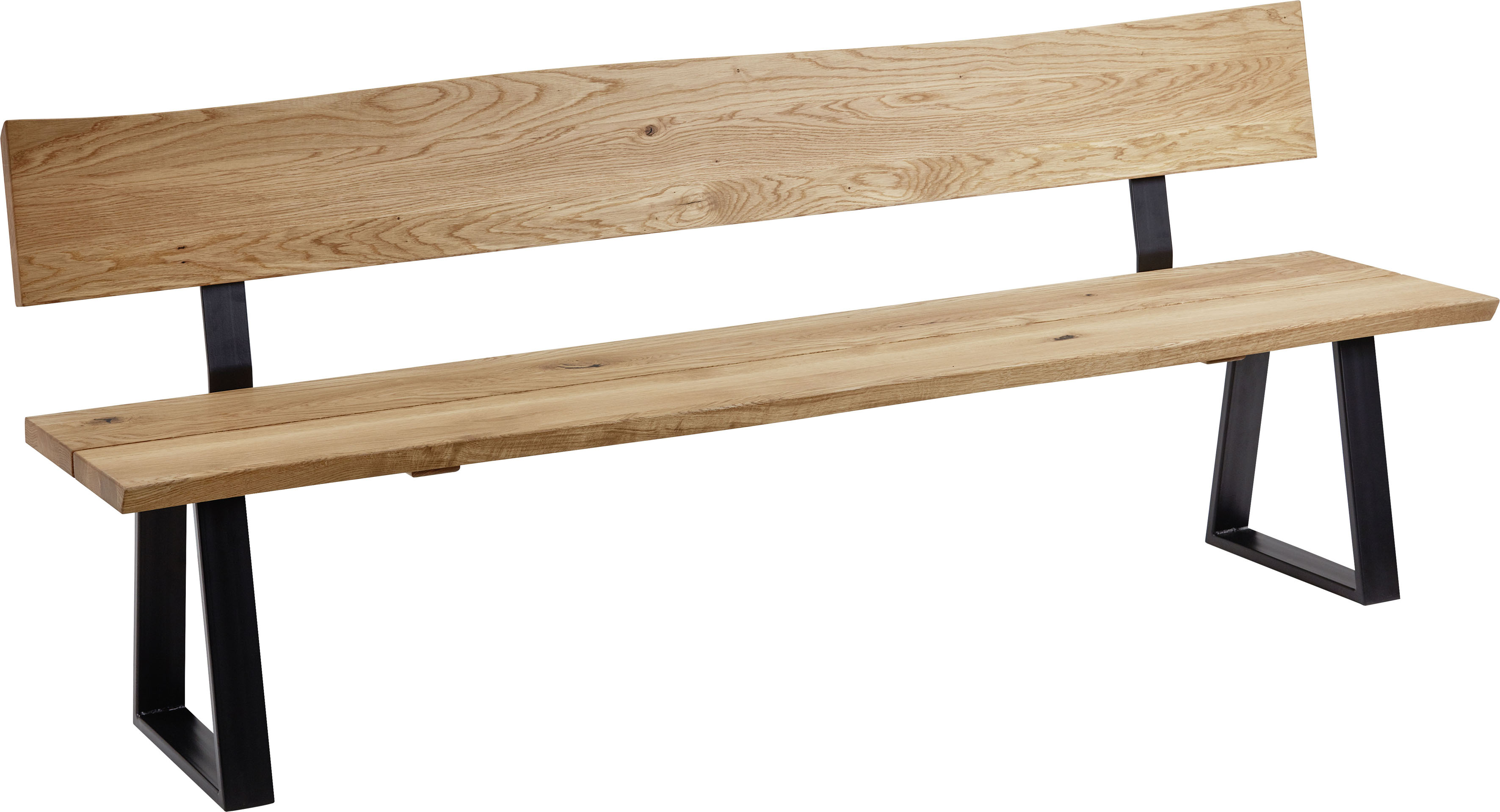 Sitzbank MASSIVLINE & MORE "Oviedo 4", braun (braun, metall pulverbeschichtet schwarz), B:220cm H:87cm T:54cm, Massivholz, Sitzbänke, Sitzbank, Massivholz