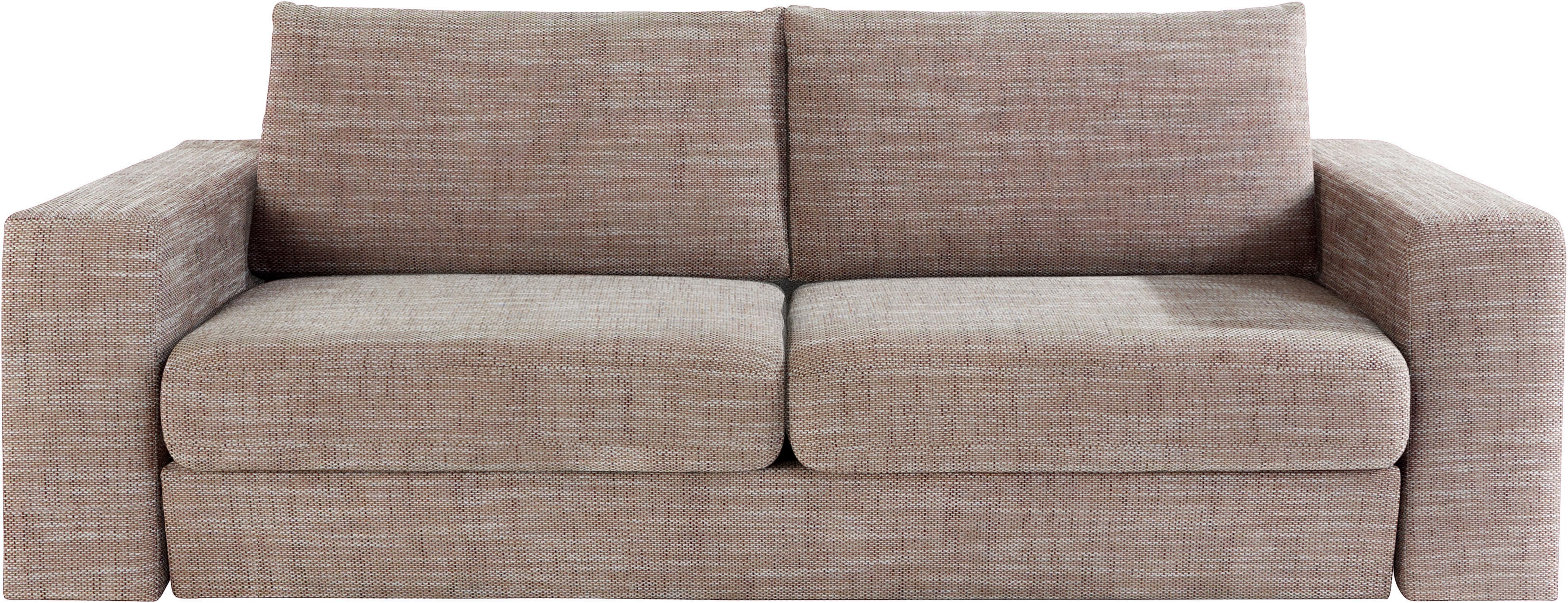 4-Sitzer "Looksv", beige (beige, braun), B:252cm H:96cm T:107cm, LOOKS BY WOLFGANG JOOP, Sofas, Verwandlungssofa: aus Sofa wird Sofa mit 2 Hockern