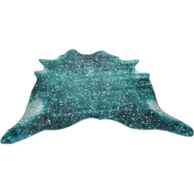 Fellteppich GINO FALCONE "Bionda" Gr. 42, blau (petrol), B:130cm H:3mm L:170cm, Kunstfaser, Teppiche, Kuhfellteppiche Fellteppich, Kunstfell, gedruckte Kuhfell-Optik, mit Glanzakzenten, Wohnzimmer Image