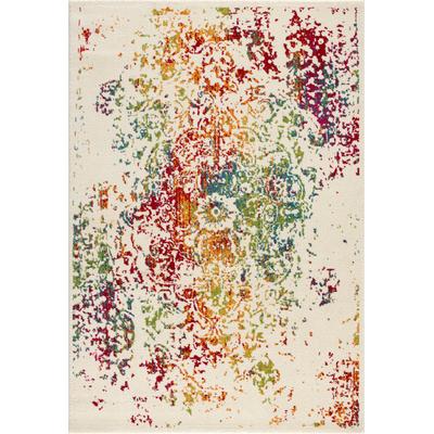 Teppich SANAT "Vintage 1607" Gr. 4, bunt (weiß, bunt), B:160cm H:13mm L:230cm, Kunstfaser, Teppiche, Wohnzimmer, Kurzflor, Vintage Look, Retro Image
