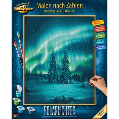 Malen nach Zahlen SCHIPPER "Meisterklasse Premium - Polarlichter", blau (blau, grün), Malvorlagen, KinderB:40cm H:50cm, Made in Germany, B:40cm H:50cm